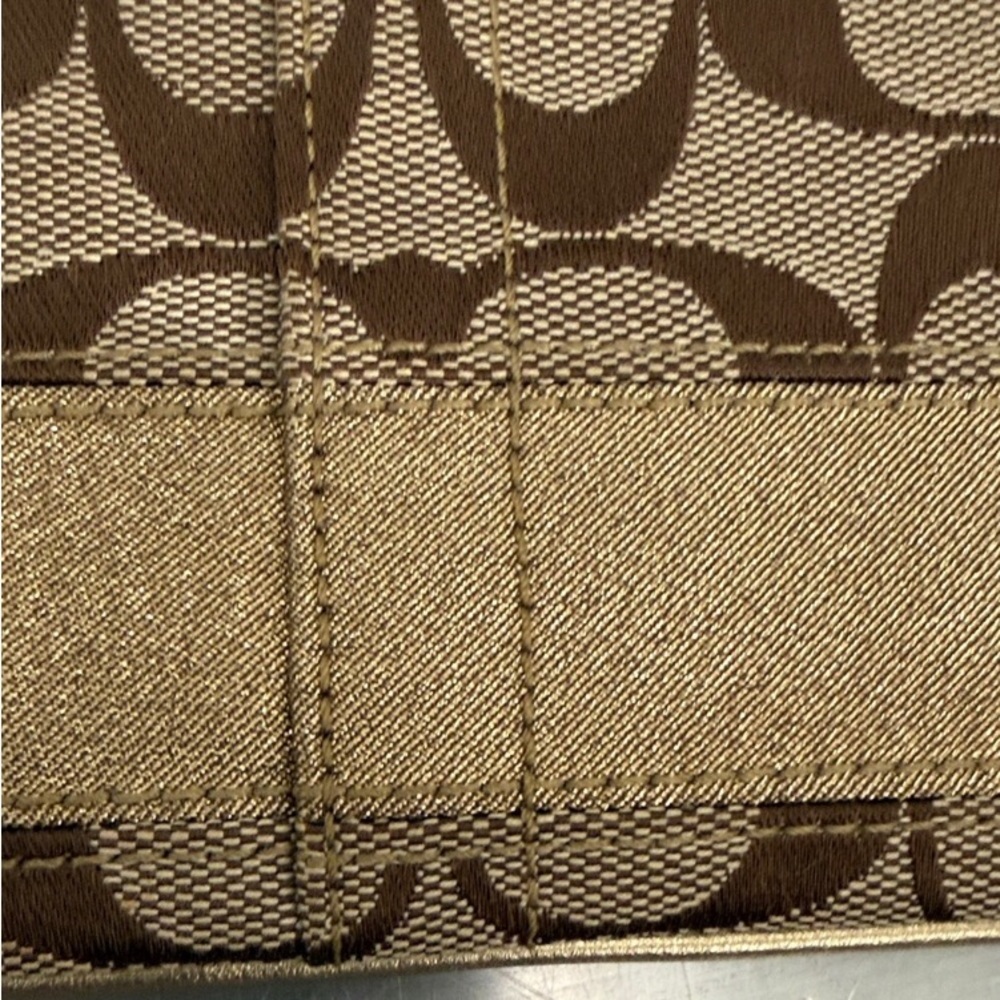 Coach Signature F41637 Gold Khaki Wristlet Pouch Clutch Wallet - Picture 6 of 7